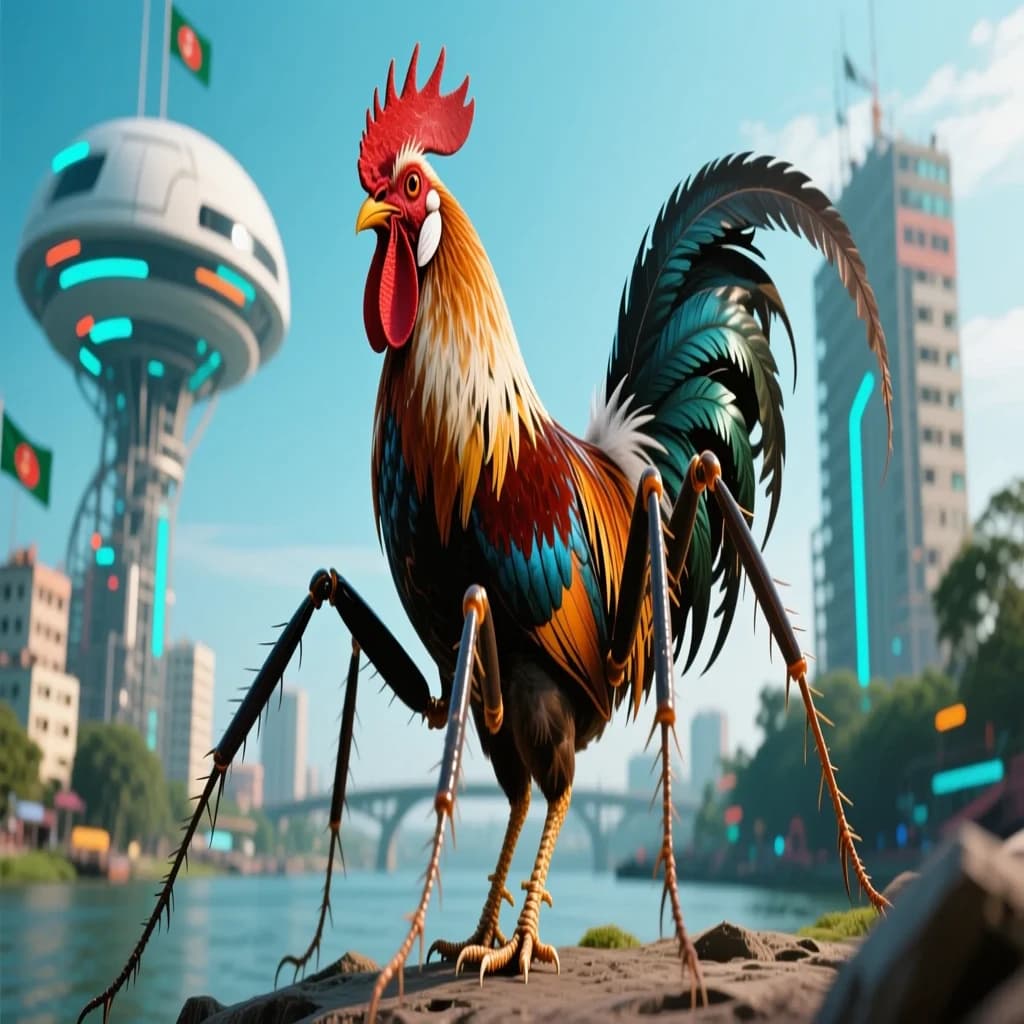 Feeler and Cock in Dhaka, Bangladesh in the style of futurism