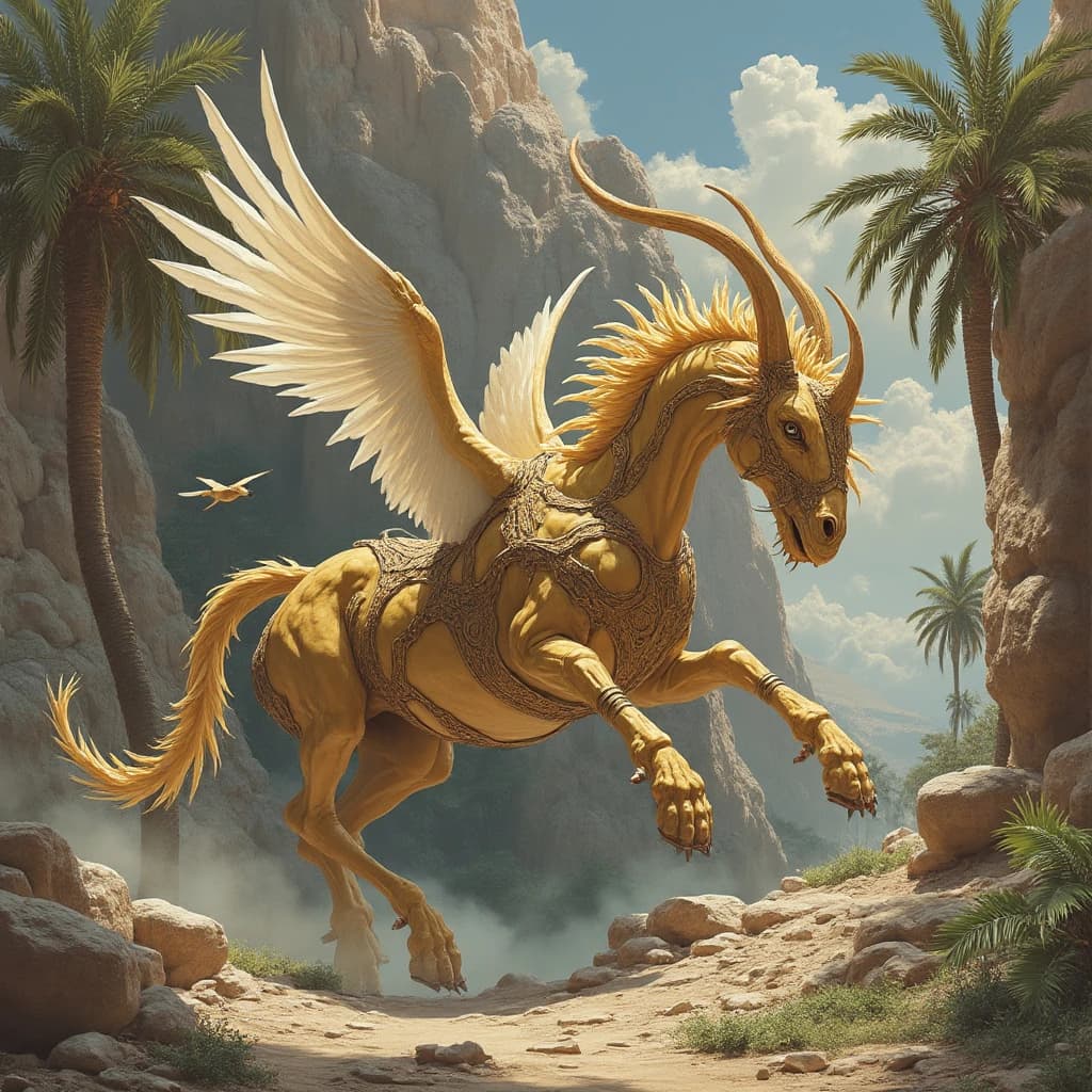 Aerie and Artiodactyl in Baghdad, Iraq in the style of rococo