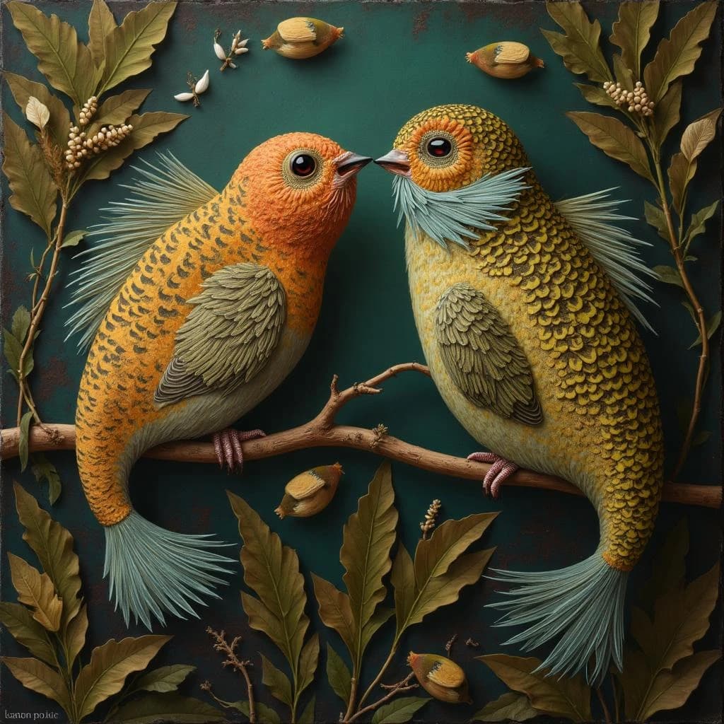 Bonefish and Barbet in Jakarta, Indonesia in the style of baroque