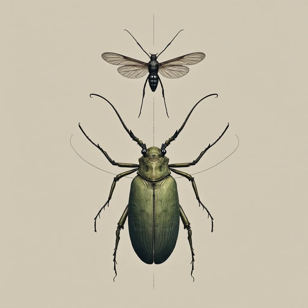 Chatterer and Neuropterous Insect in Canberra, Australia in the style of minimalist
