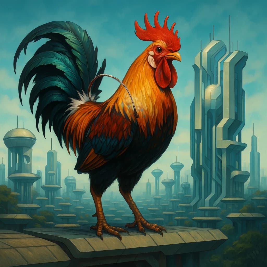 Feeler and Cock in Dhaka, Bangladesh in the style of futurism