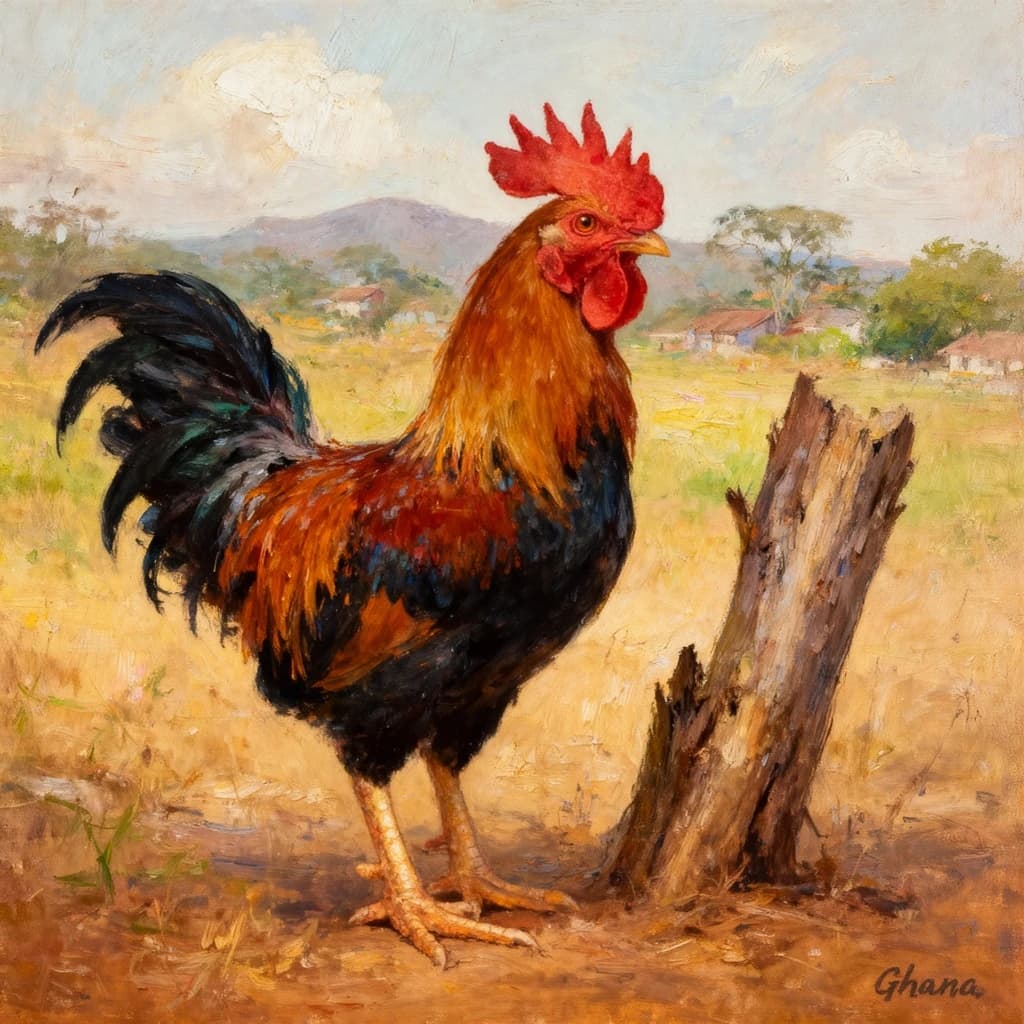 Cock and Wood Pussy in Accra, Ghana in the style of impressionist
