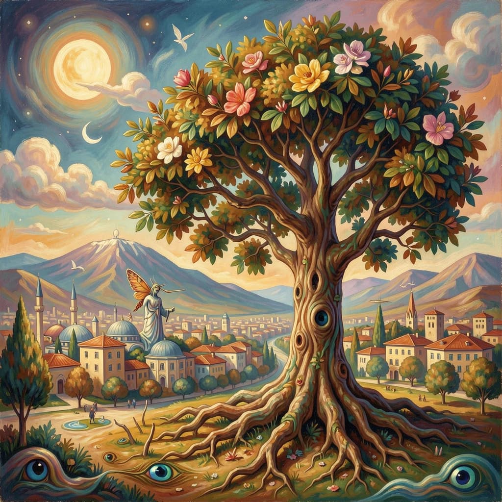 Diapheromera and Sandalwood Tree in Ankara, Turkey in the style of surrealist