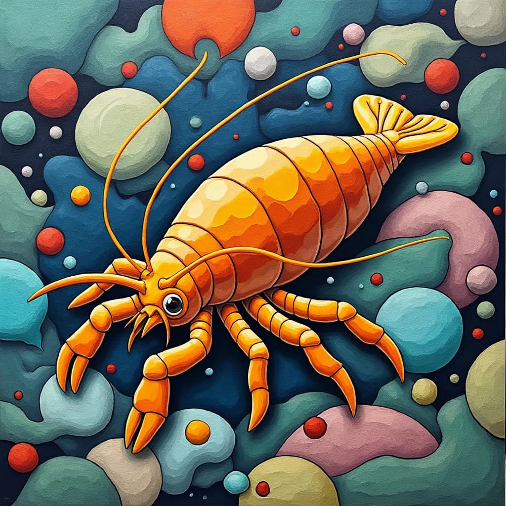Megathere and Copepod Crustacean in Ouagadougou, Burkina Faso in the style of cubist