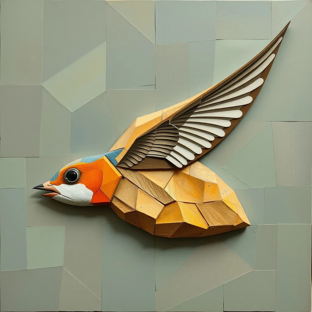 Rock Sunfish and Swift in Kabul, Afghanistan in the style of cubist