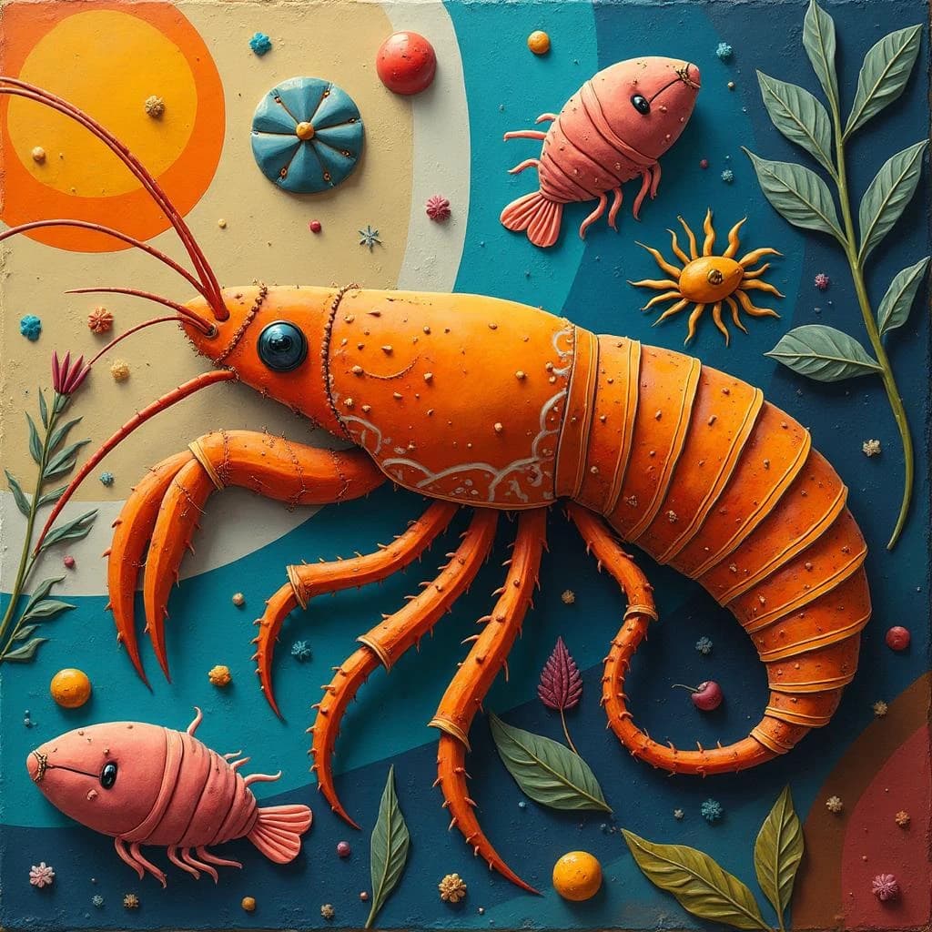 Megathere and Copepod Crustacean in Ouagadougou, Burkina Faso in the style of cubist