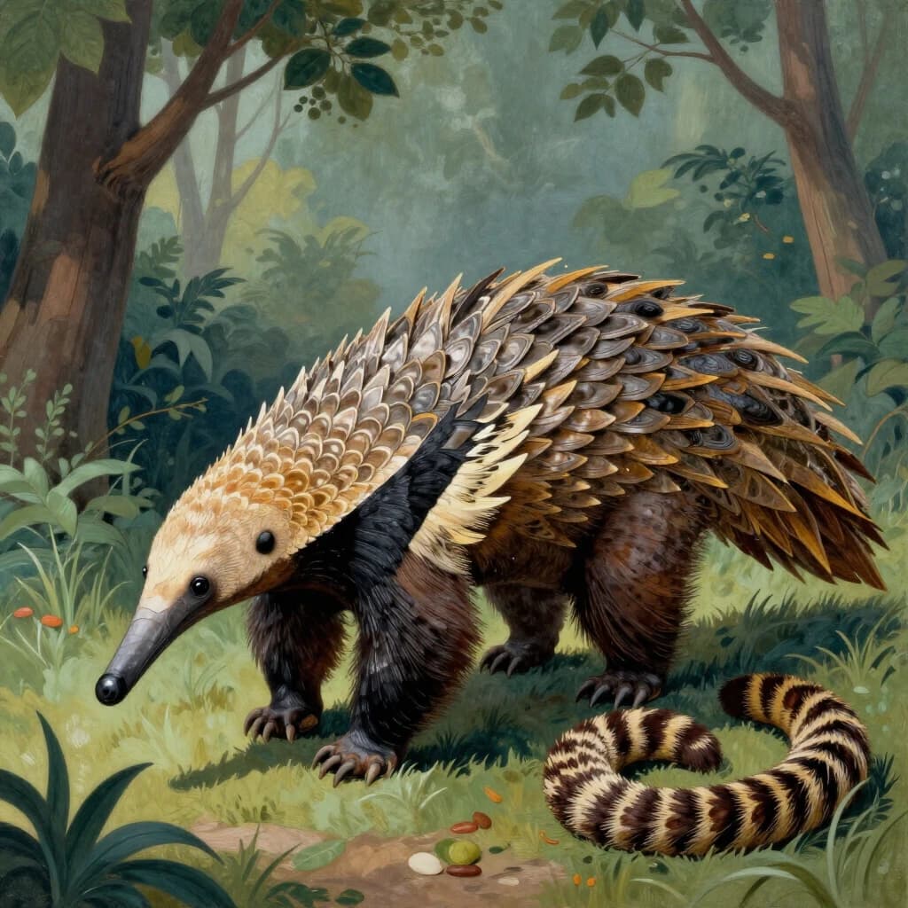 Scaly Anteater and Ringtail in Bucharest, Romania in the style of futurism