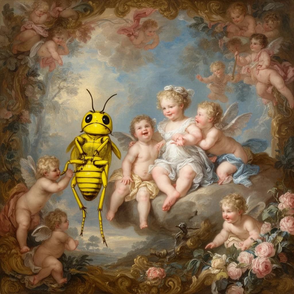 Baby Tooth and Yellow Jack in Canberra, Australia in the style of rococo