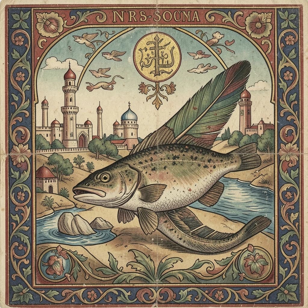 Sandfish and Contour Feather in Nur-Sultan, Kazakhstan in the style of byzantine