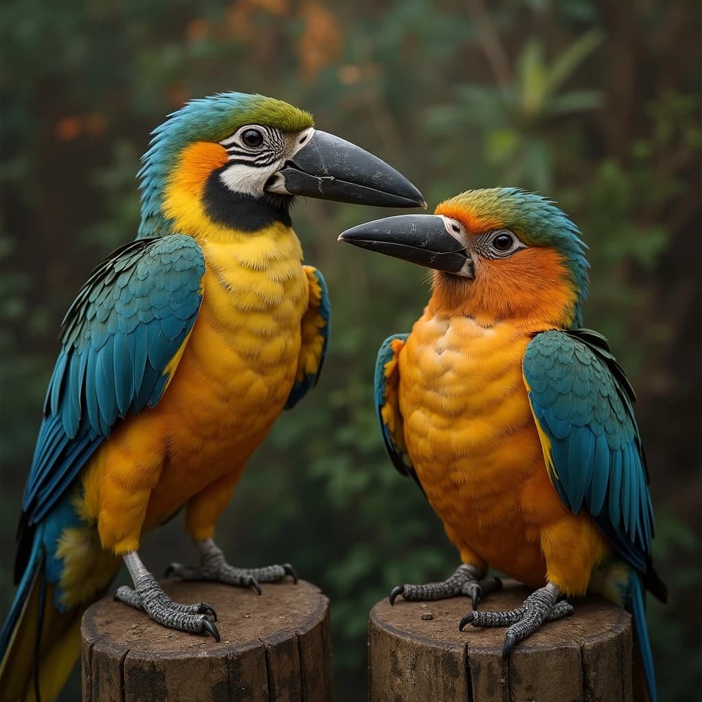 Bonefish and Barbet in Jakarta, Indonesia in the style of baroque