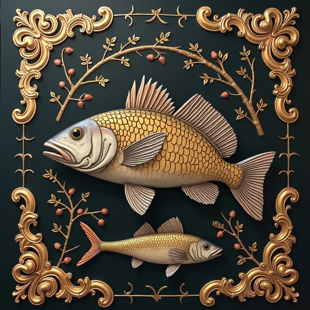 Bonefish and Barbet in Jakarta, Indonesia in the style of baroque