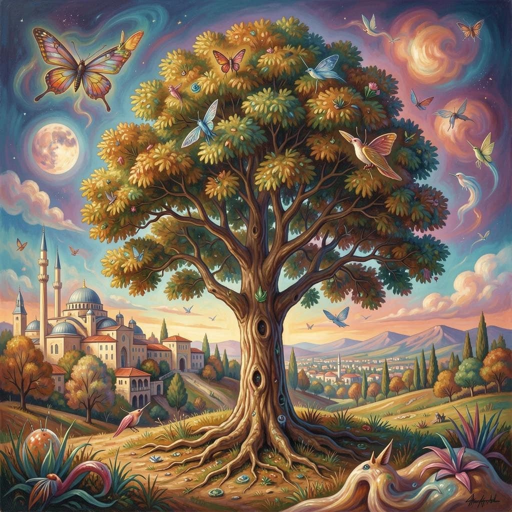 Diapheromera and Sandalwood Tree in Ankara, Turkey in the style of surrealist