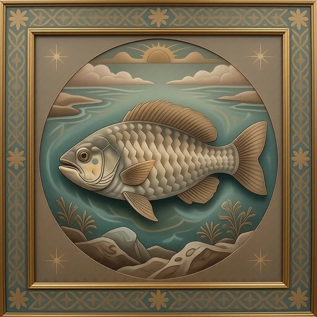 Sandfish and Contour Feather in Nur-Sultan, Kazakhstan in the style of byzantine