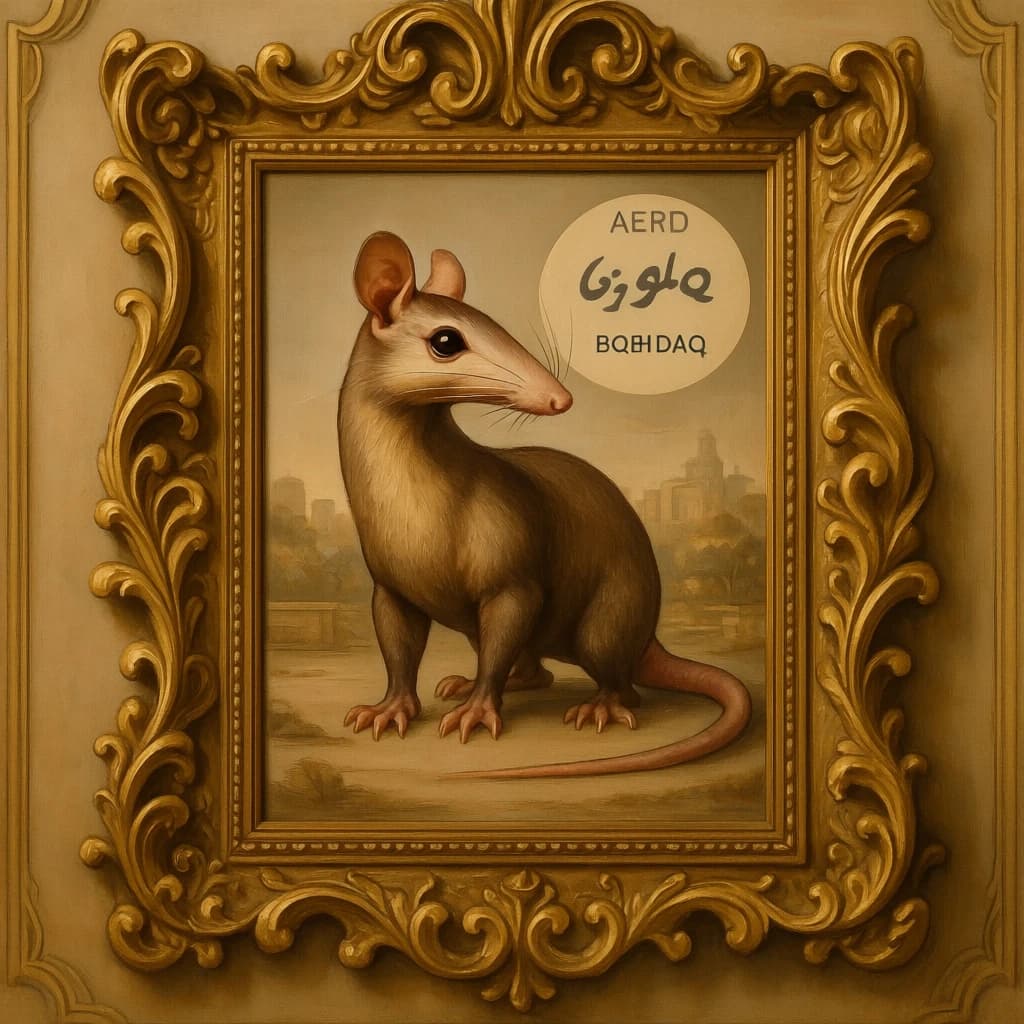 Aerie and Artiodactyl in Baghdad, Iraq in the style of rococo
