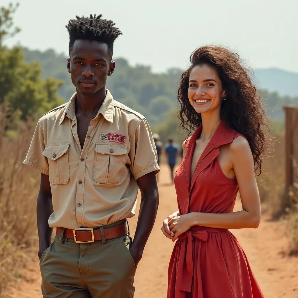 Jacamar and Mollie in Dodoma, Tanzania in the style of futurism