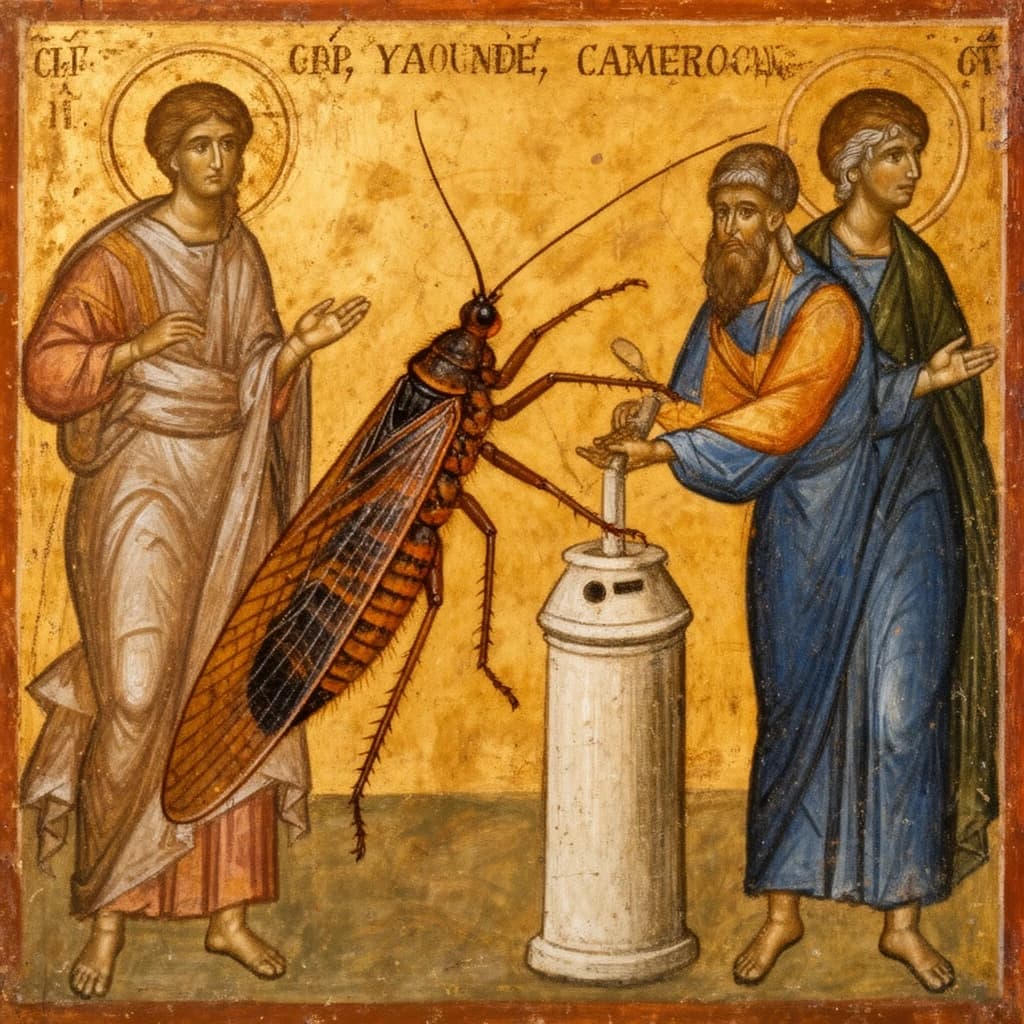 Psocopterous Insect and Lure in Yaoundé, Cameroon in the style of byzantine