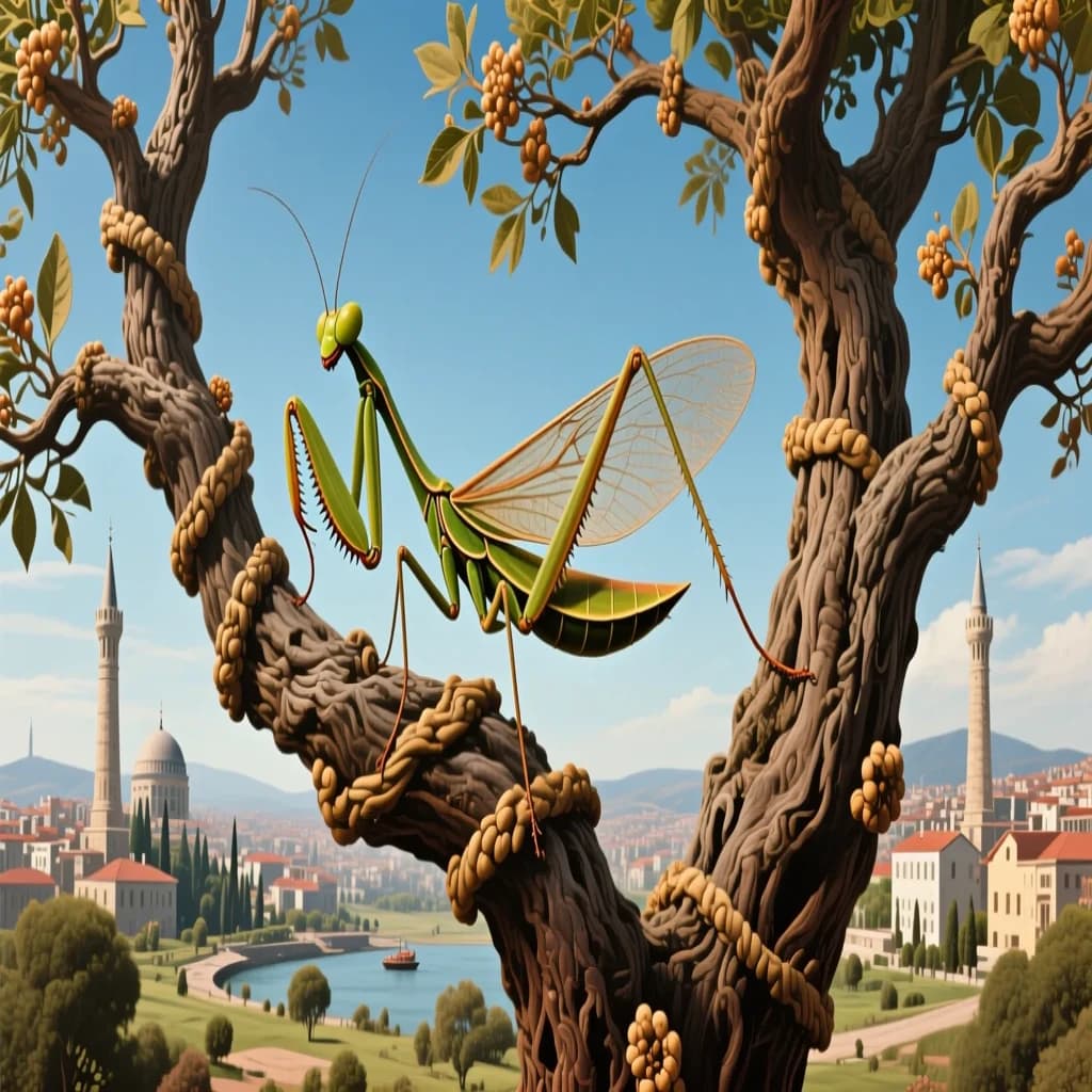 Diapheromera and Sandalwood Tree in Ankara, Turkey in the style of surrealist