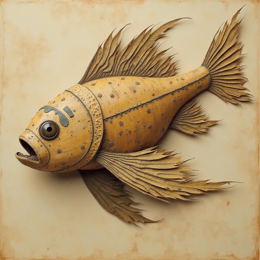 Sandfish and Contour Feather in Nur-Sultan, Kazakhstan in the style of byzantine