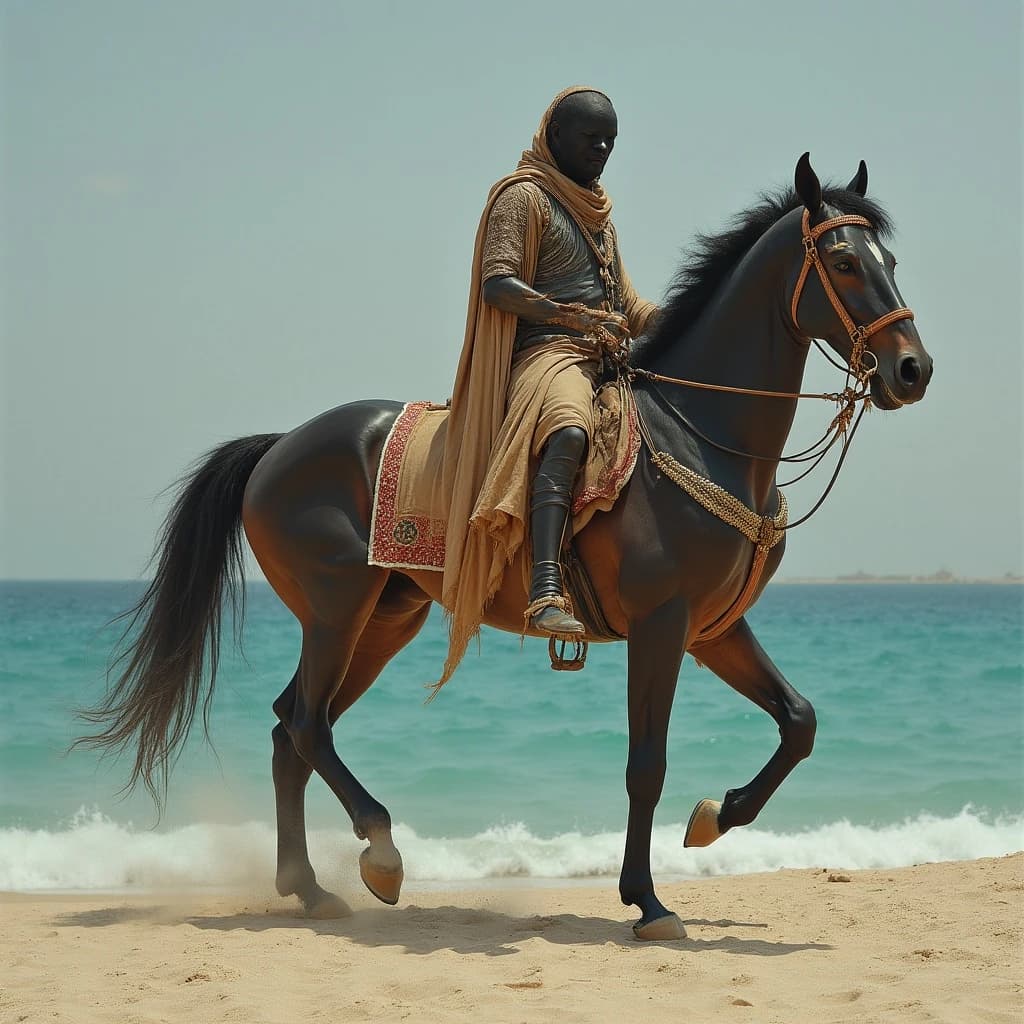 Blackfish and Sea Horse in Sanaa, Yemen in the style of neoclassical