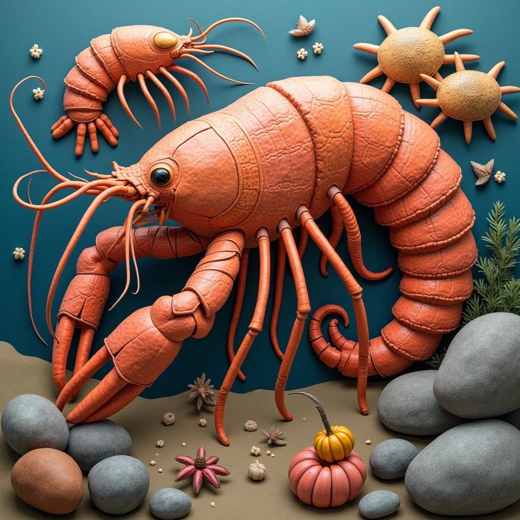 Megathere and Copepod Crustacean in Ouagadougou, Burkina Faso in the style of cubist
