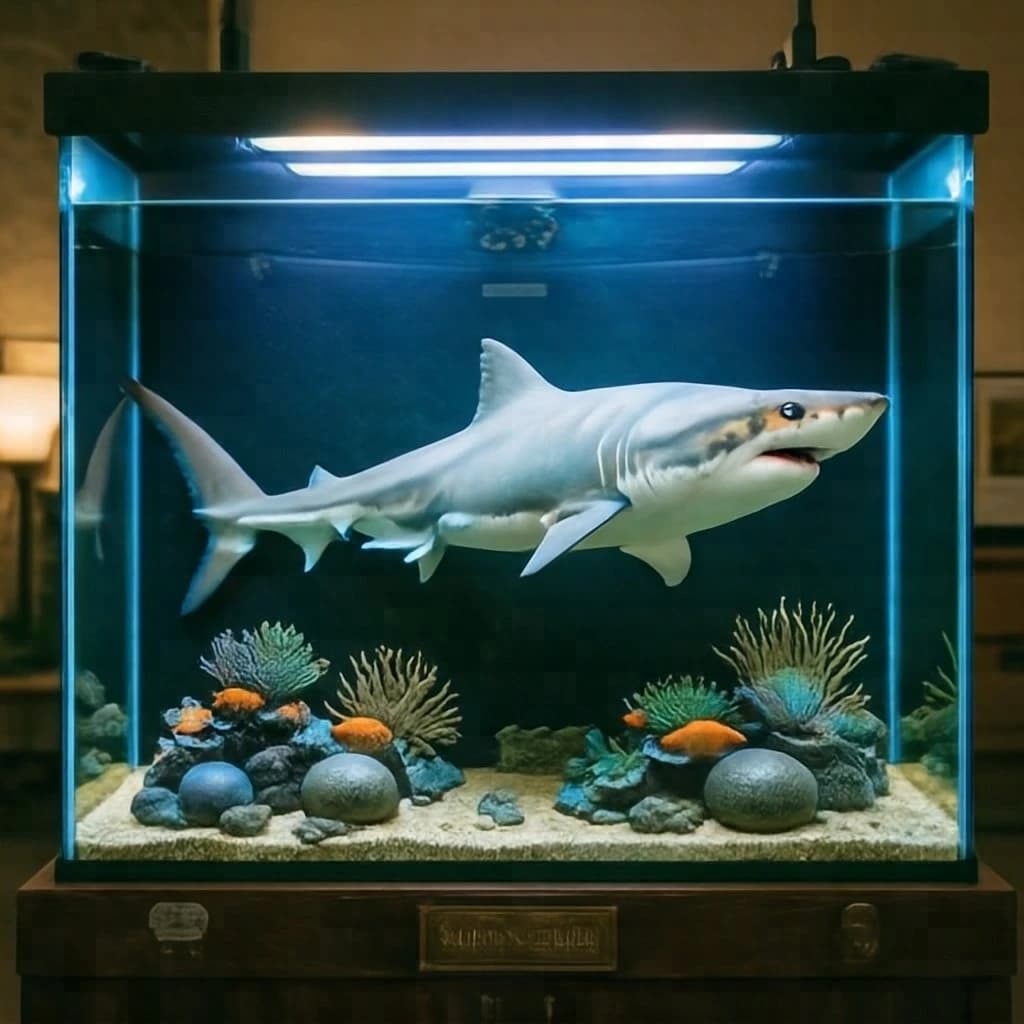 Fish Tank and Fox Shark in Canberra, Australia in the style of byzantine