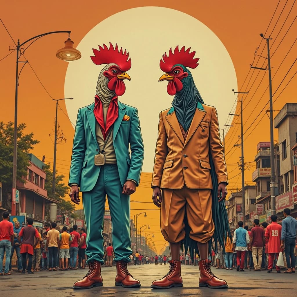 Feeler and Cock in Dhaka, Bangladesh in the style of futurism