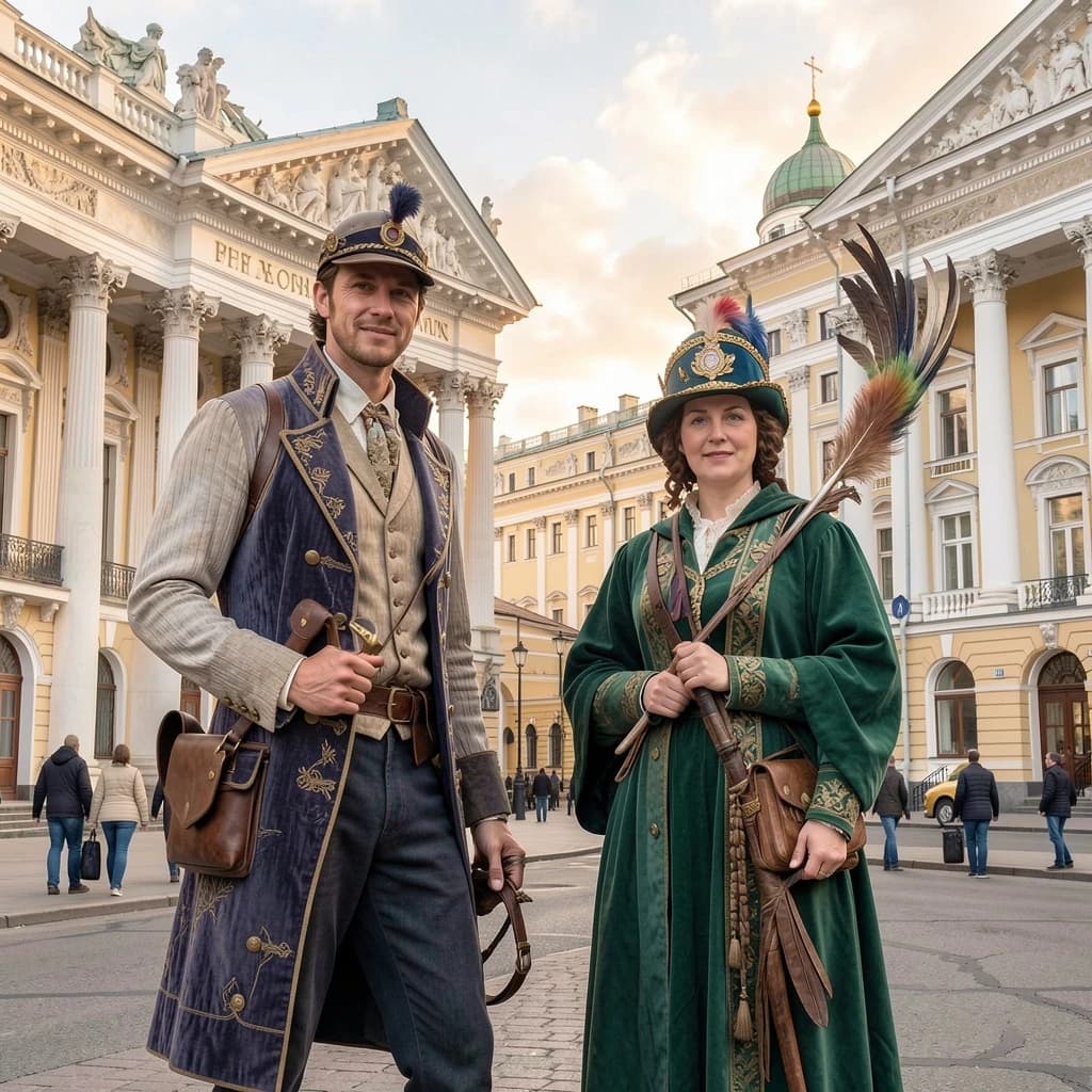Courlan and Bird Of Passage in Moscow, Russia in the style of neoclassical