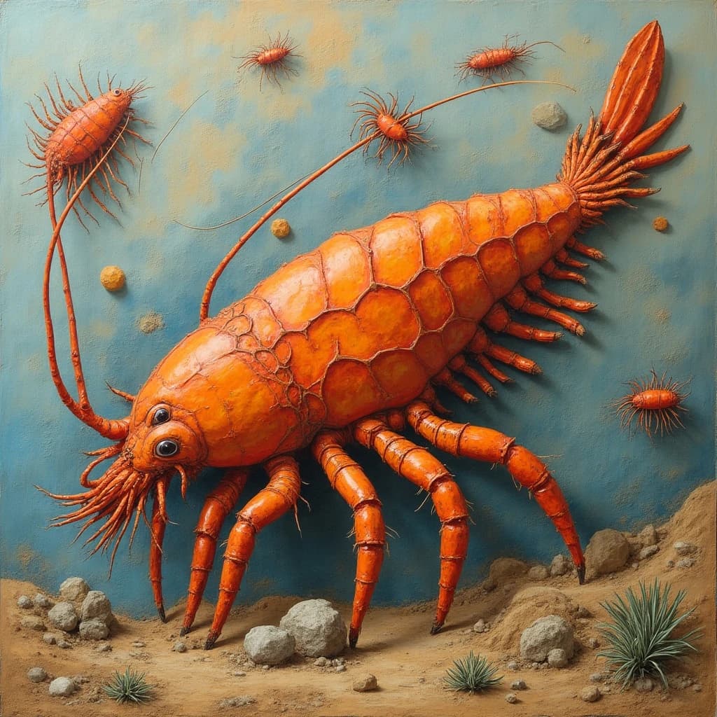 Megathere and Copepod Crustacean in Ouagadougou, Burkina Faso in the style of cubist