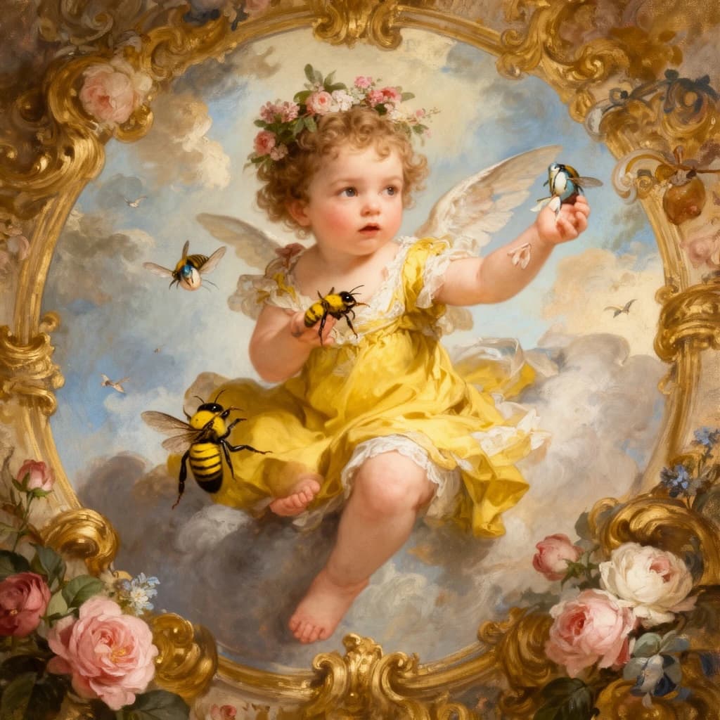 Baby Tooth and Yellow Jack in Canberra, Australia in the style of rococo