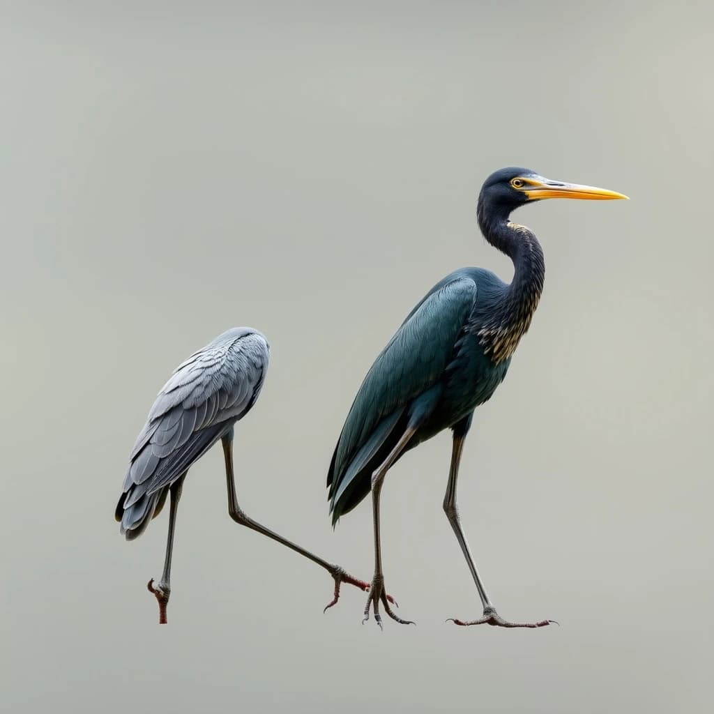 Walking Leaf and Shoebill in Buenos Aires, Argentina in the style of baroque