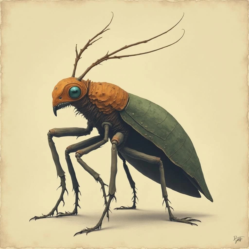 Chatterer and Neuropterous Insect in Canberra, Australia in the style of minimalist