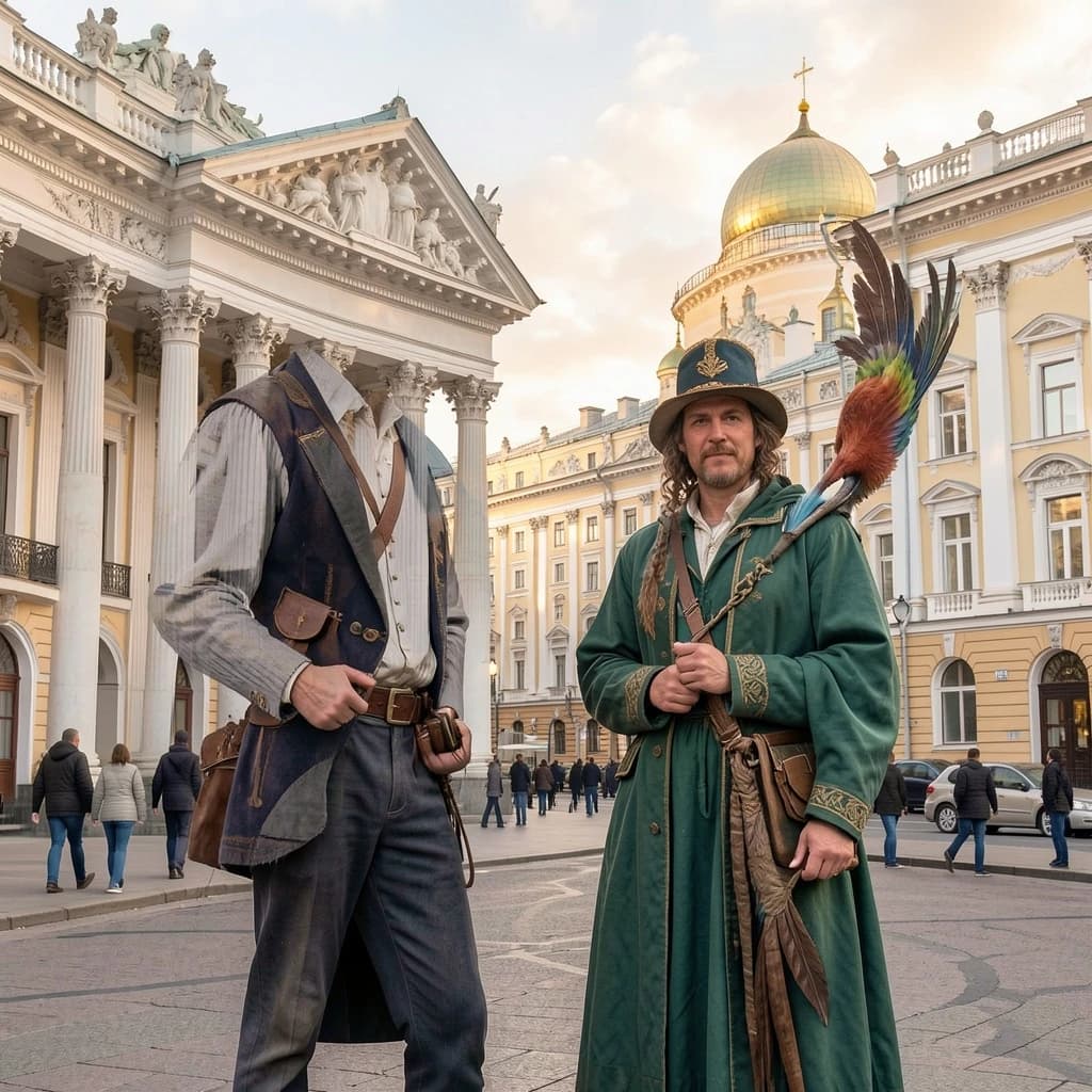 Courlan and Bird Of Passage in Moscow, Russia in the style of neoclassical