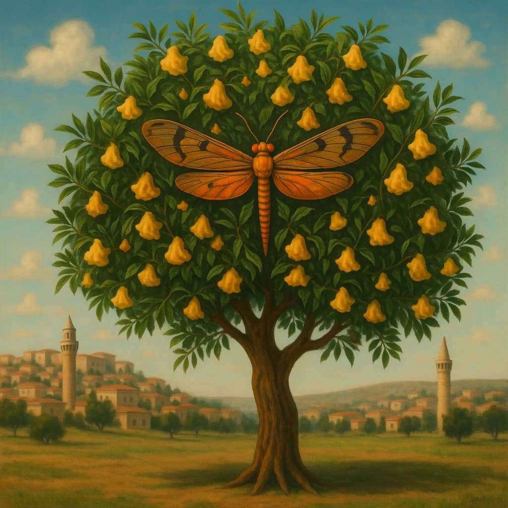 Diapheromera and Sandalwood Tree in Ankara, Turkey in the style of surrealist