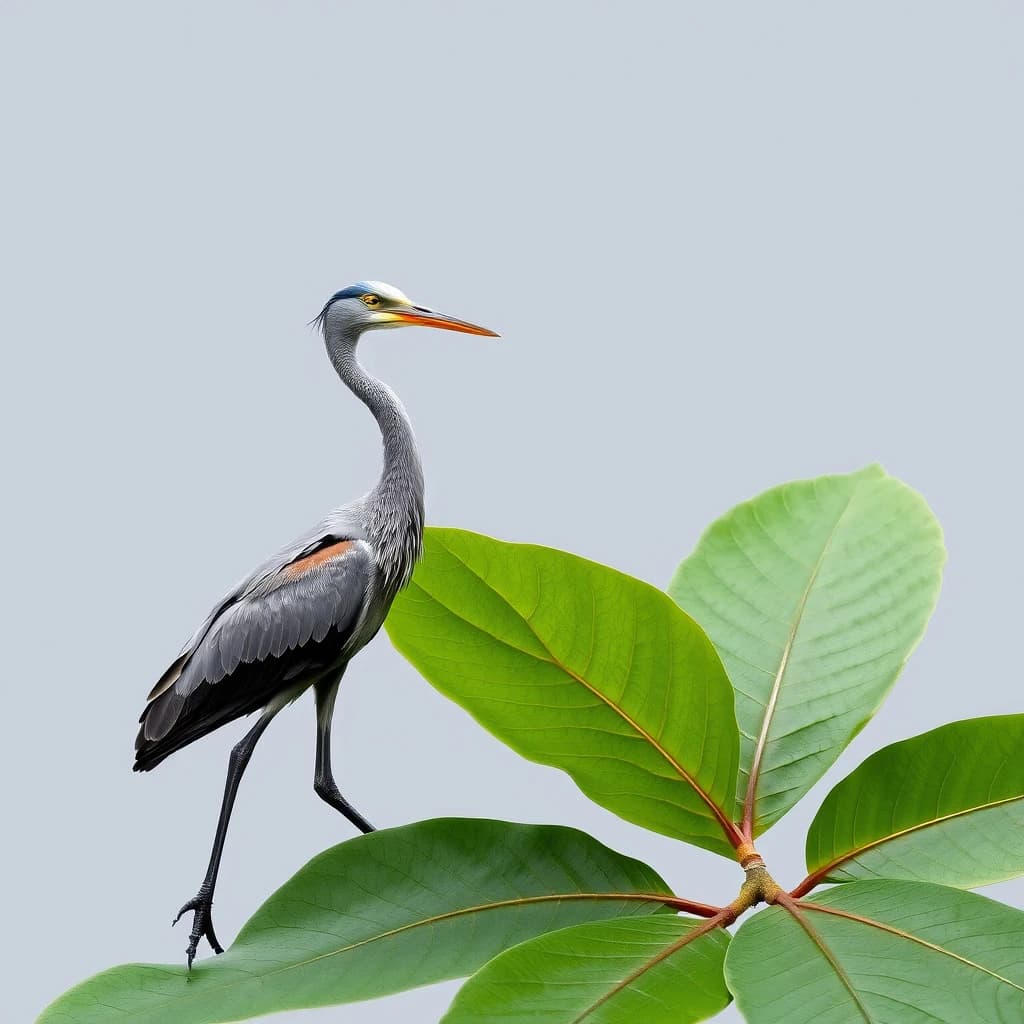 Walking Leaf and Shoebill in Buenos Aires, Argentina in the style of baroque