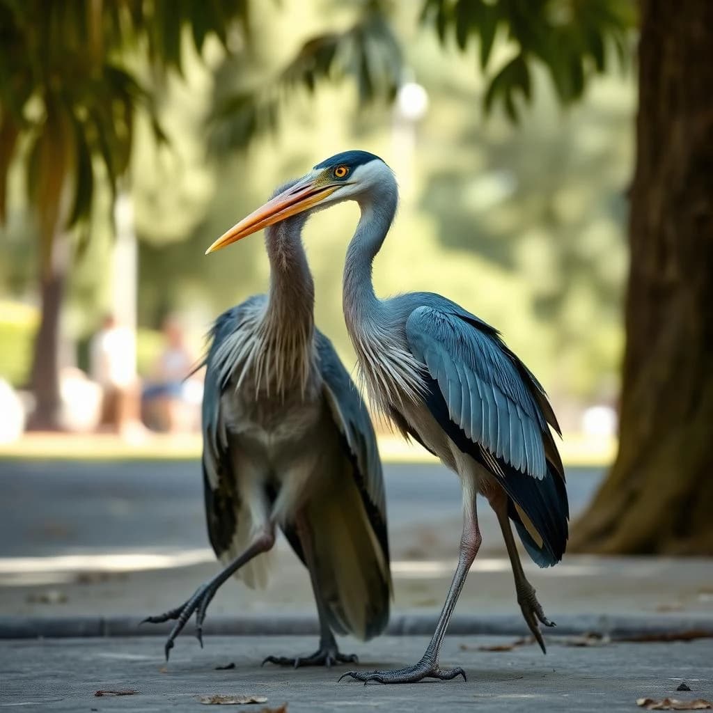 Walking Leaf and Shoebill in Buenos Aires, Argentina in the style of baroque