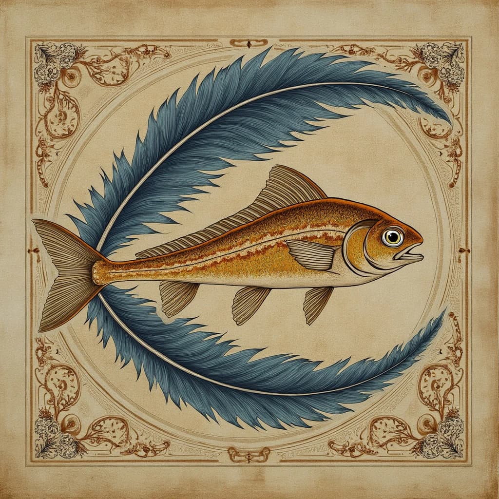 Sandfish and Contour Feather in Nur-Sultan, Kazakhstan in the style of byzantine