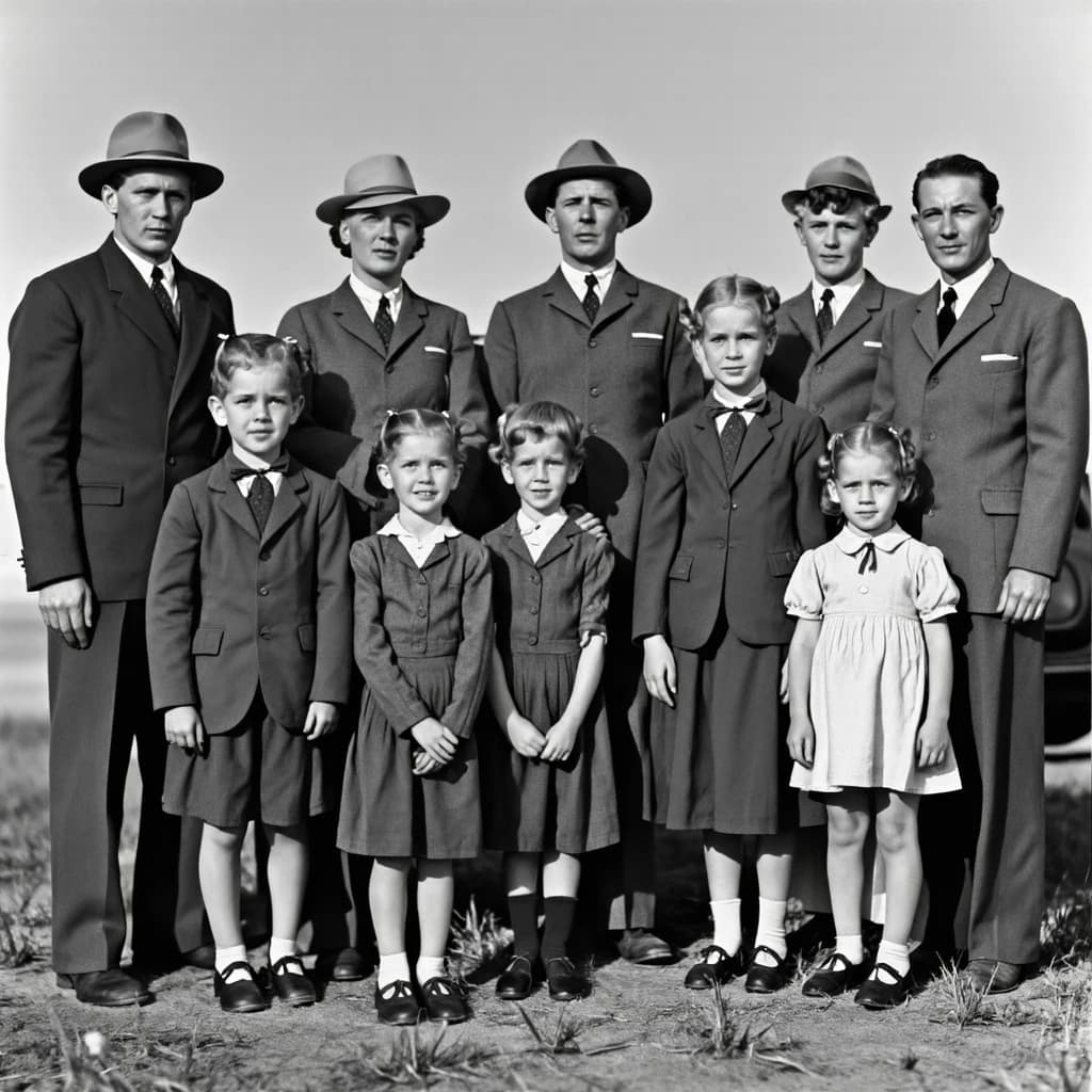 Everybody holds still and nobody smiles for the family portrait. It's 1928 in Kansas