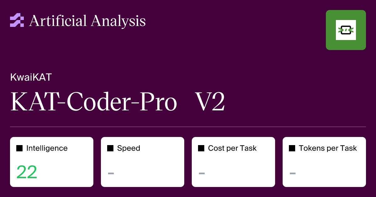 KAT-Coder-Pro V2 - Intelligence, Performance & Price Analysis
